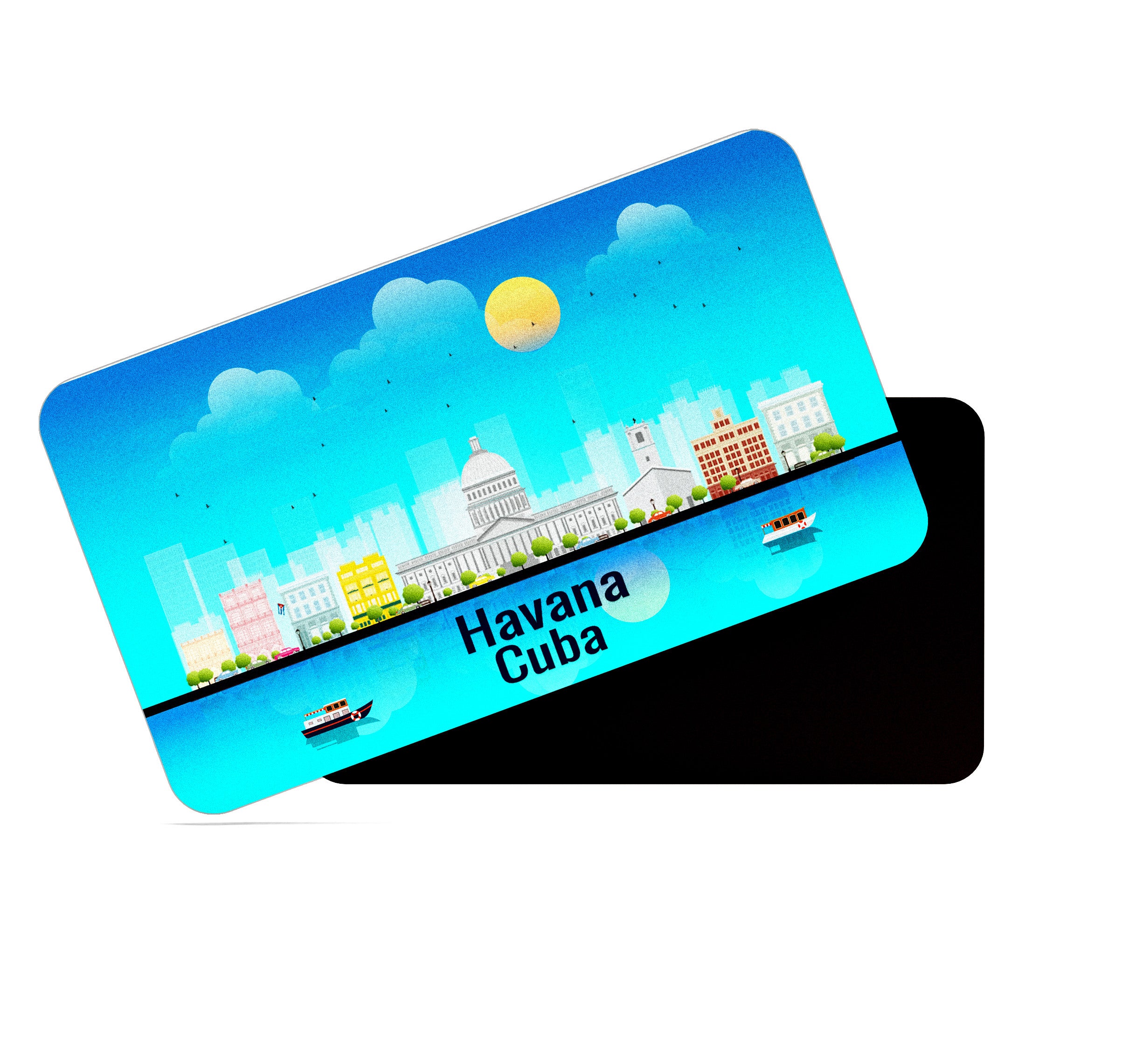 dhcrafts Rectangular Fridge Magnet Blue Cuba Havana Design Pack of 1 (8.6cm x 5.4cm)